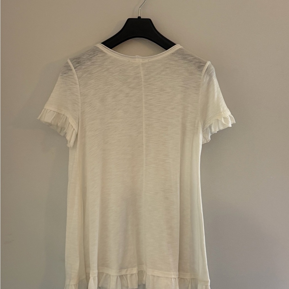 Altar'd State Cream Ruffle burnout Tee - Picture 2 of 4